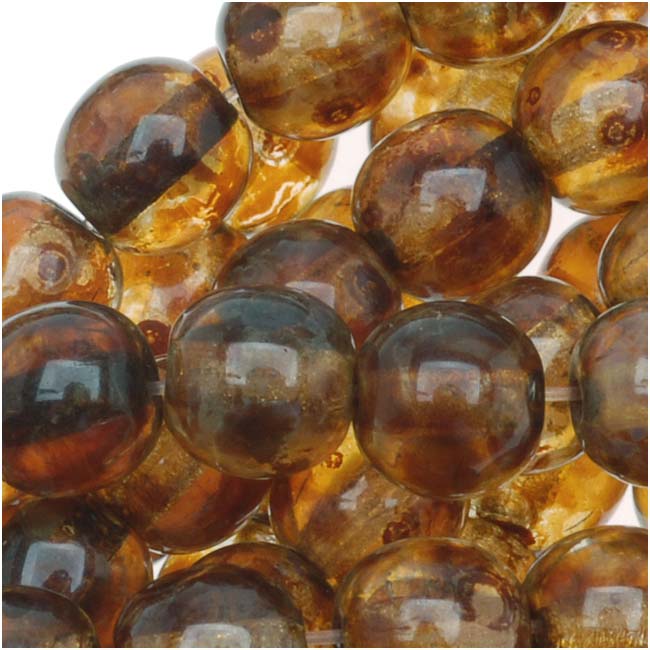 Czech Glass Druk Round Beads 6mm Crystal Picasso (50 pcs)