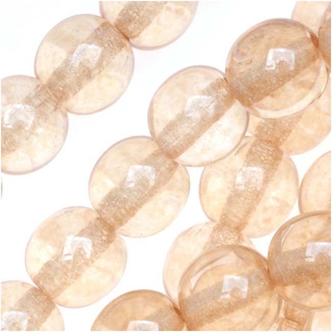 Czech Glass Druk Round Beads 6mm Transparent Champagne Luster (50 pcs)