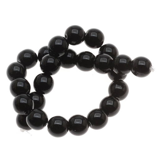 Czech Glass Druk Round Beads 8mm Jet Black (25 pcs)