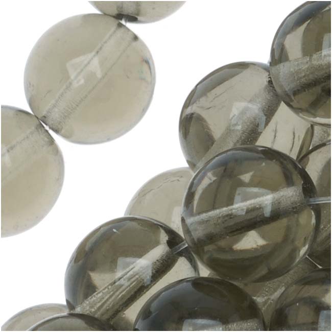 Czech Glass Druk Round Beads 8mm Black Diamond (1 Strand)