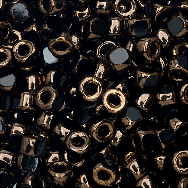 Czech Glass, Tri-Cut 6/0 Matubo Seed Beads, Jet Bronze Luster (8 Grams)