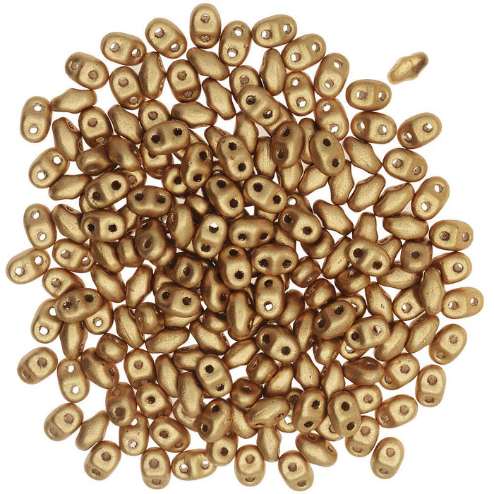 Czech Glass MiniDuo, 2-Hole Beads 2x4mm, Crystal Bronze Pale Gold (2.5 Inch Tube)