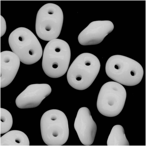 Czech Glass Matubo, 2-Hole SuperDuo Beads 2x5mm, Opaque White (2.5" Tube)