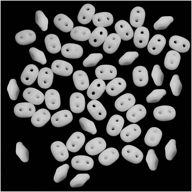 Czech Glass Matubo, 2-Hole SuperDuo Beads 2x5mm, Opaque White (2.5" Tube)