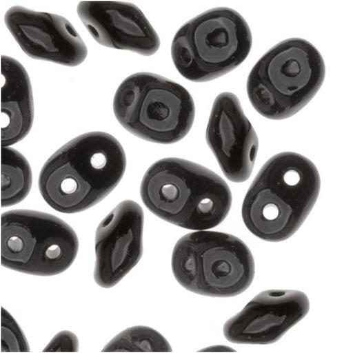 SuperDuo 2-Hole Czech Glass Beads, Jet Black, 2x5mm, 8g Tube