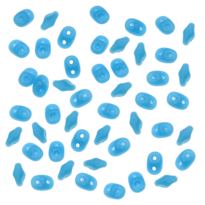 SuperDuo 2-Hole Czech Glass Beads, Blue Turquoise, 2x5mm, 8g Tube