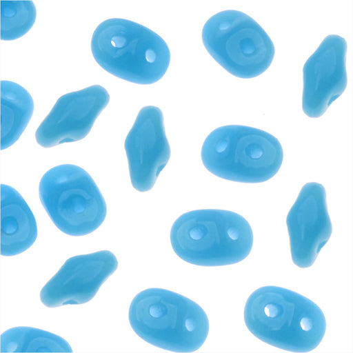 SuperDuo 2-Hole Czech Glass Beads, Blue Turquoise, 2x5mm, 8g Tube