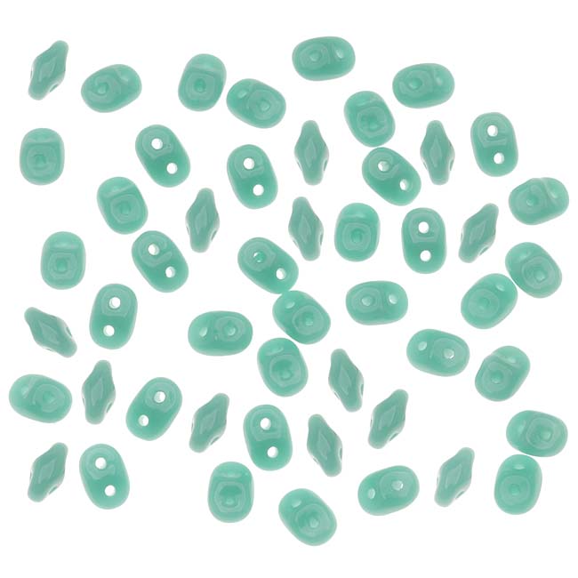 SuperDuo 2-Hole Czech Glass Beads, Turquoise, 2x5mm, 8g Tube