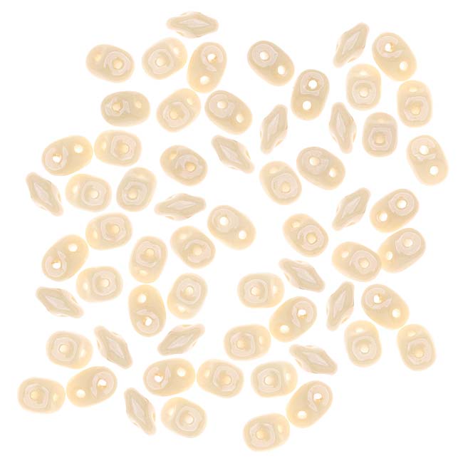 SuperDuo 2-Hole Czech Glass Beads, Opaque Luster Champagne, 2x5mm, 8g Tube