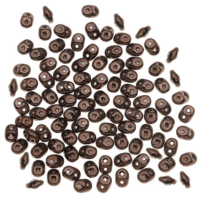 SuperDuo 2-Hole Czech Glass Beads, Dark Bronze, 2x5mm, 8g Tube