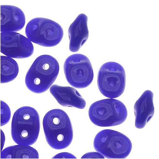 SuperDuo 2-Hole Czech Glass Beads, Opaque Blue, 2x5mm, 8g Tube