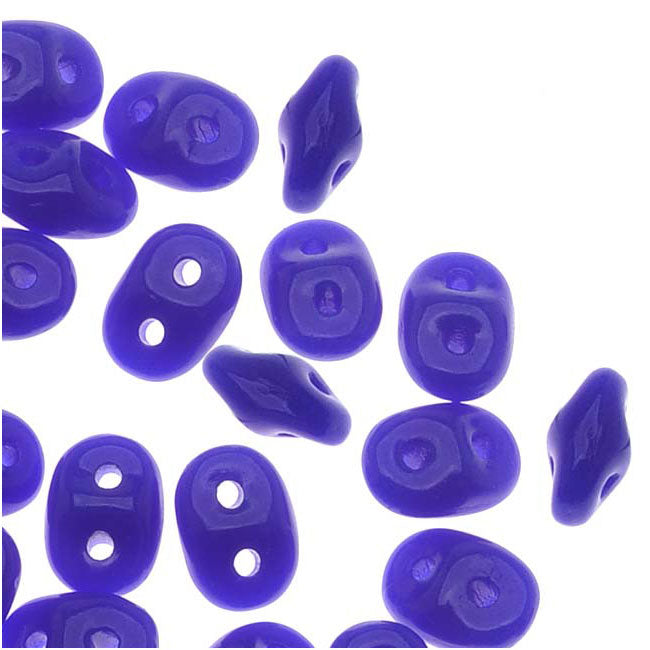 SuperDuo 2-Hole Czech Glass Beads, Opaque Blue, 2x5mm, 8g Tube
