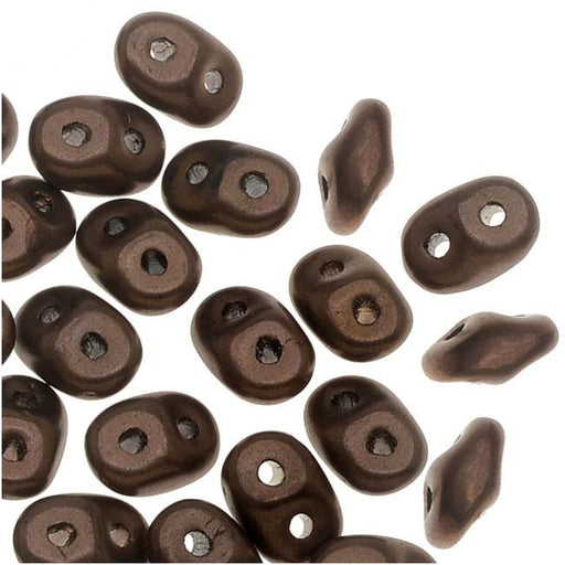 SuperDuo 2-Hole Czech Glass Beads, Matte Dark Bronze, 2x5mm, 8g Tube