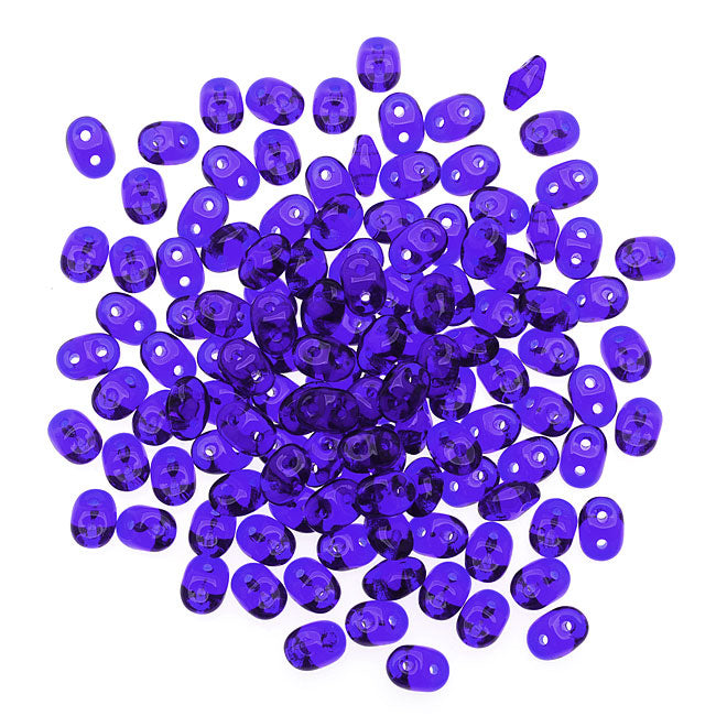 SuperDuo 2-Hole Czech Glass Beads, Cobalt Blue, 2x5mm, 8g Tube