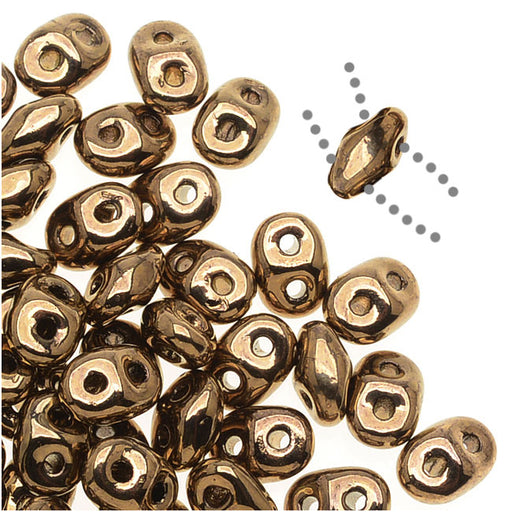 SuperDuo 2-Hole Czech Glass Beads, Bronze, 2x5mm, 8g Tube