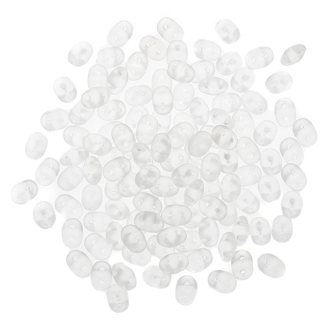 SuperDuo 2-Hole Czech Glass Beads, Matte Crystal, 2x5mm, 8g Tube
