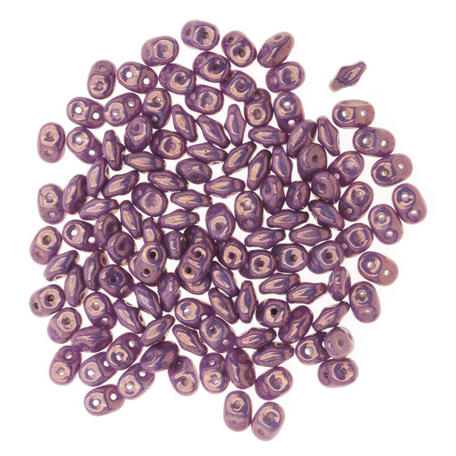 SuperDuo 2-Hole Czech Glass Beads, Opaque Amethyst Luster, 2x5mm, 8g Tube