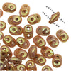 SuperDuo 2-Hole Czech Glass Beads, Opaque Rose Luster/Gold Topaz, 8g Tube