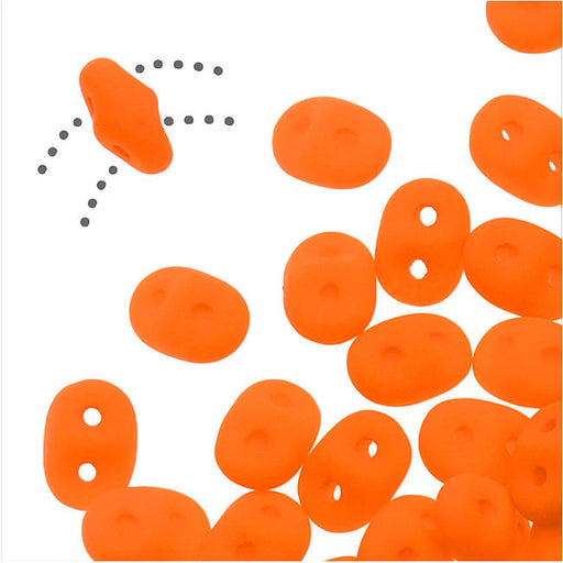 SuperDuo 2-Hole Czech Glass Beads, Neon Orange, 2x5mm, 8g Tube
