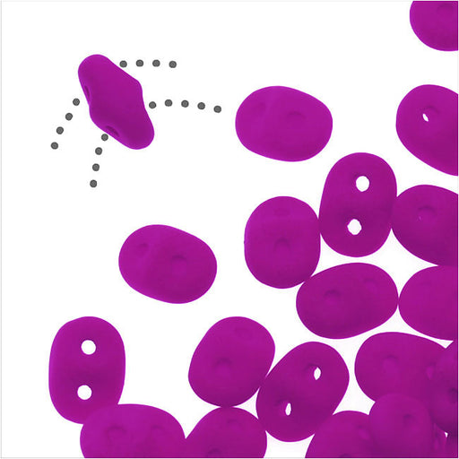 SuperDuo 2-Hole Czech Glass Beads, Dark Neon Purple, 2x5mm, 8g Tube