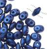 SuperDuo 2-Hole Czech Glass Beads, Metallic Blue Suede, 2x5mm, 8g Tube