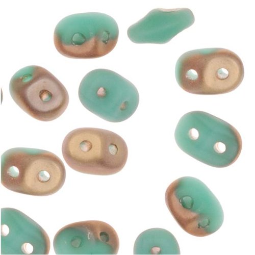 Czech Glass SuperDuo, 2-Hole Beads 2x5mm, Apollo/Turquoise (8g)