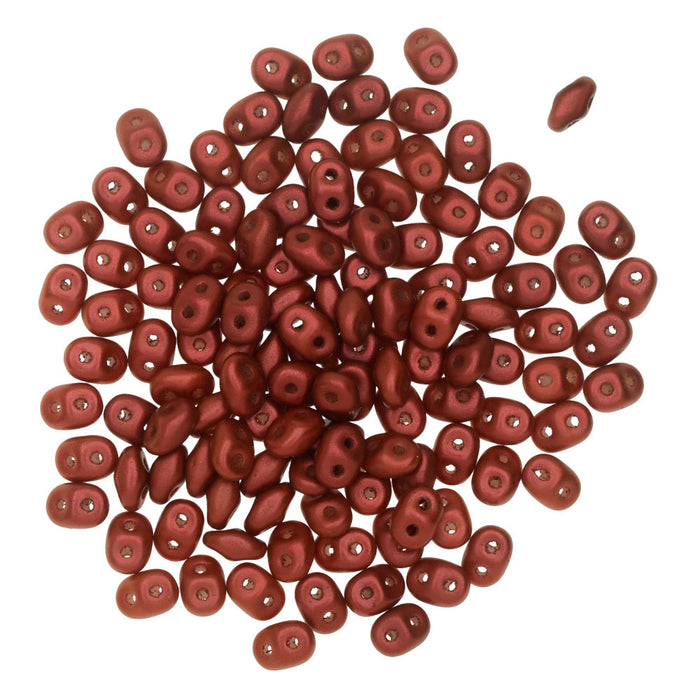 SuperDuo 2-Hole Czech Glass Beads, Matte Metallic Lava, 2x5mm, 8g Tube