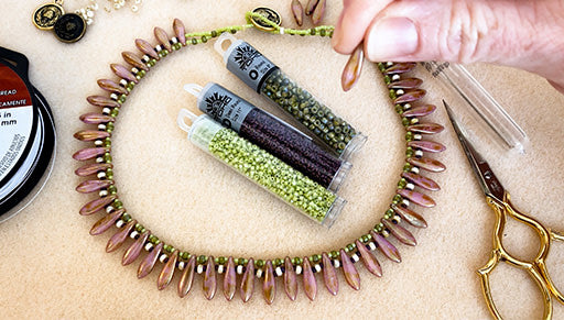 Beading Tutorial: How to Make a Seed Bead, Dagger and Button Loop Collar Necklace