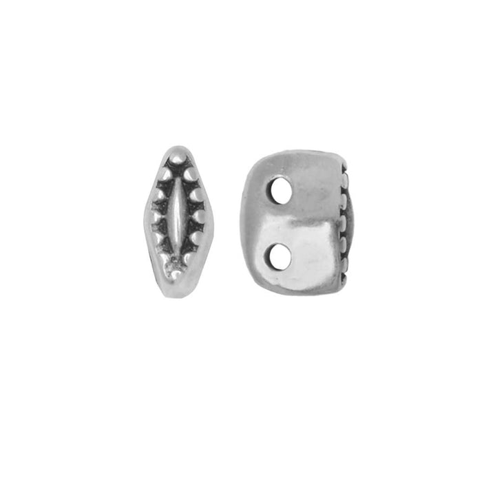 Cymbal Bead Substitute for SuperDuo Beads, Varidi, 2-Hole 5x2mm Antiqued Silver Plated (10 Pieces)