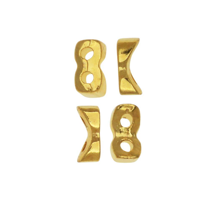 Cymbal Side Bead for Tila Beads, Tourkou, 2-Hole 5x2.5mm, 24K Gold Plated (20 Pieces)