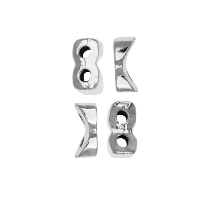 Cymbal Side Bead for Tila Beads, Tourkou, 2-Hole 5x2.5mm, Antiqued Silver Plated (20 Pieces)