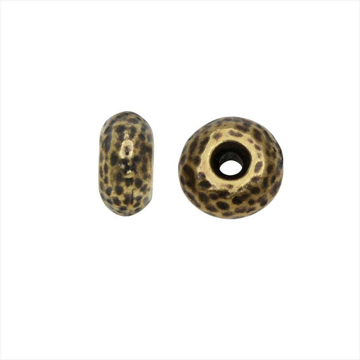 Metal Bead, Hammertone Rondelle 3.5x7mm Brass Oxide Finish, by TierraCast (2 Pieces)