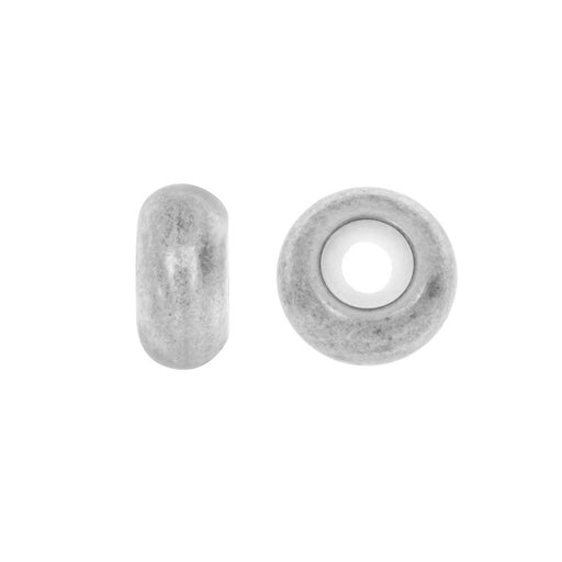 Adjustable Slider Clasp, Round with Silicone Center 8mm, Antiqued Silver Tone (4 Pieces)