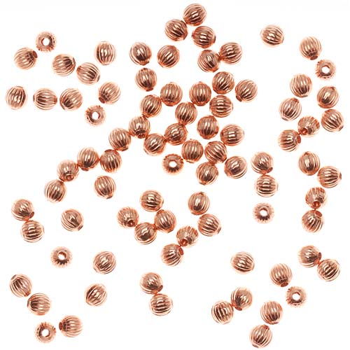 Real Copper Fluted Round Metal Beads 3.2mm (50 pcs)