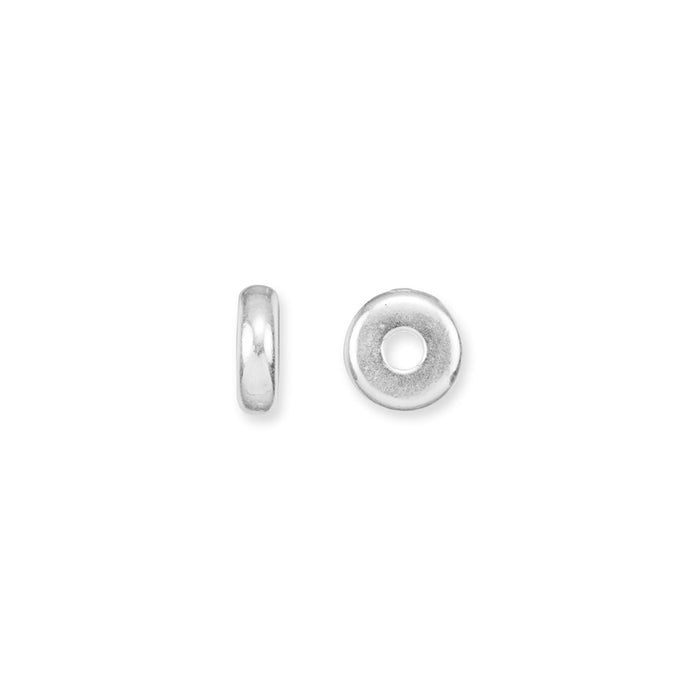Metal Bead, Heishi Spacer 5mm, White Bronze Plated, by TierraCast (20 Pieces)