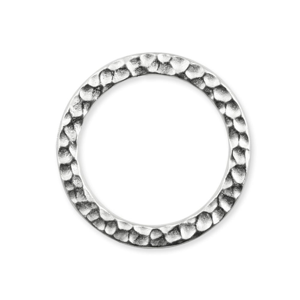 Connector Link, Hammered Ring 19mm, White Bronze Plated, by TierraCast (2 Pieces)