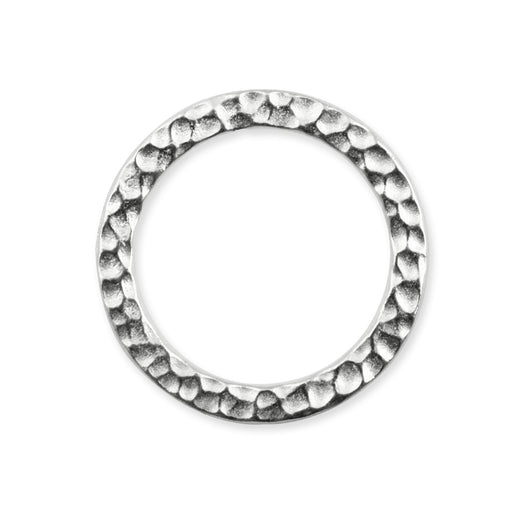 Connector Link, Hammered Ring 19mm, White Bronze Plated, by TierraCast (2 Pieces)