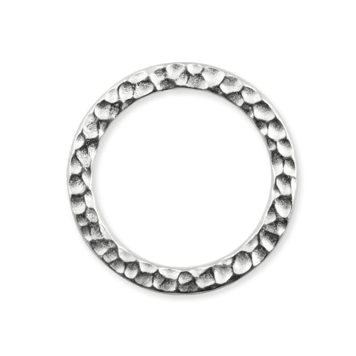 Connector Link, Hammered Ring 19mm, White Bronze Plated, by TierraCast (2 Pieces)