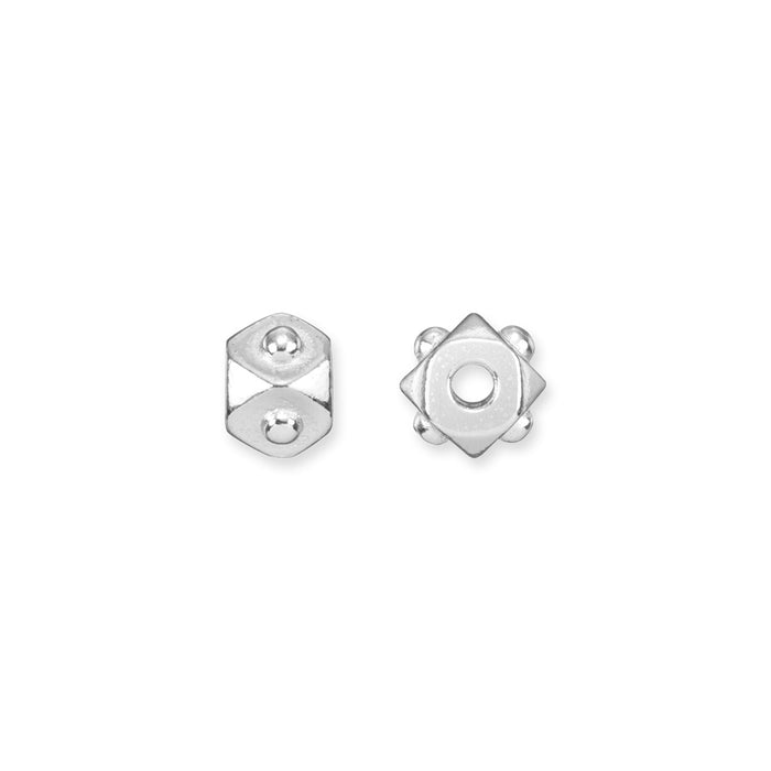 Metal Bead, Faceted Round Spacer 4mm, White Bronze Plated, by TierraCast (4 Pieces)