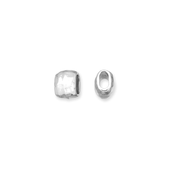 Metal Bead, Hammered Barrel 4x2mm Hole, White Bronze Plated, by TierraCast (2 Pieces)