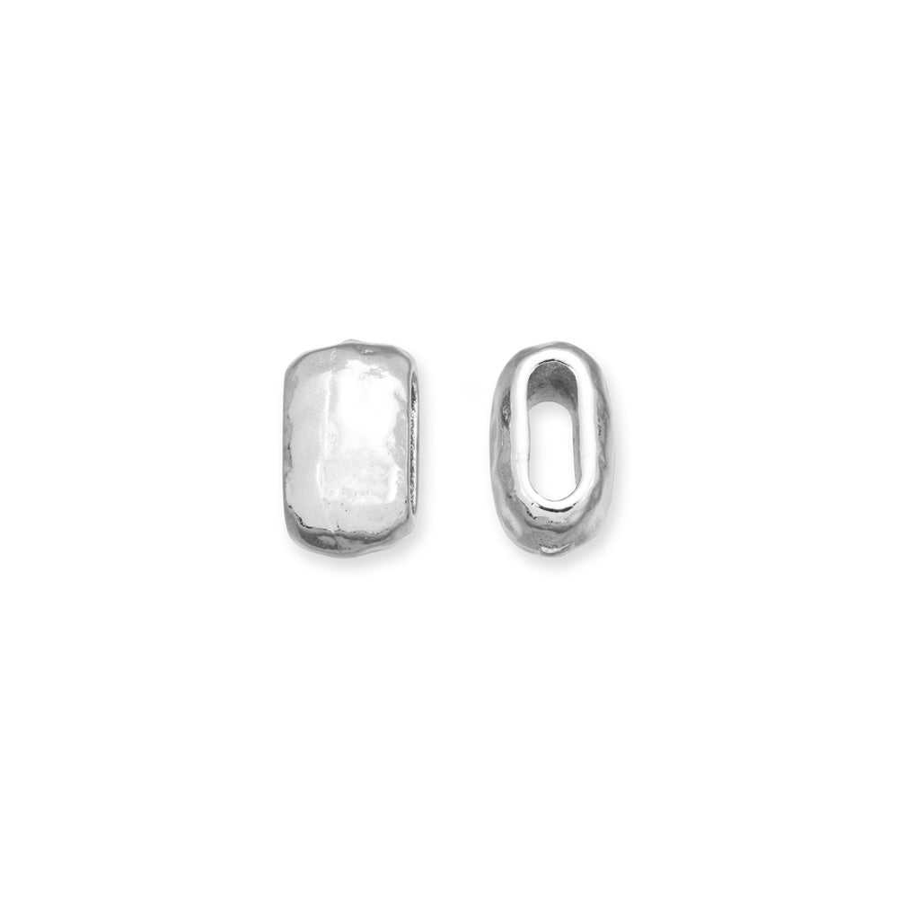 Metal Bead, Hammered Barrel 6x2mm, White Bronze Plated, by TierraCast (2 Pieces)
