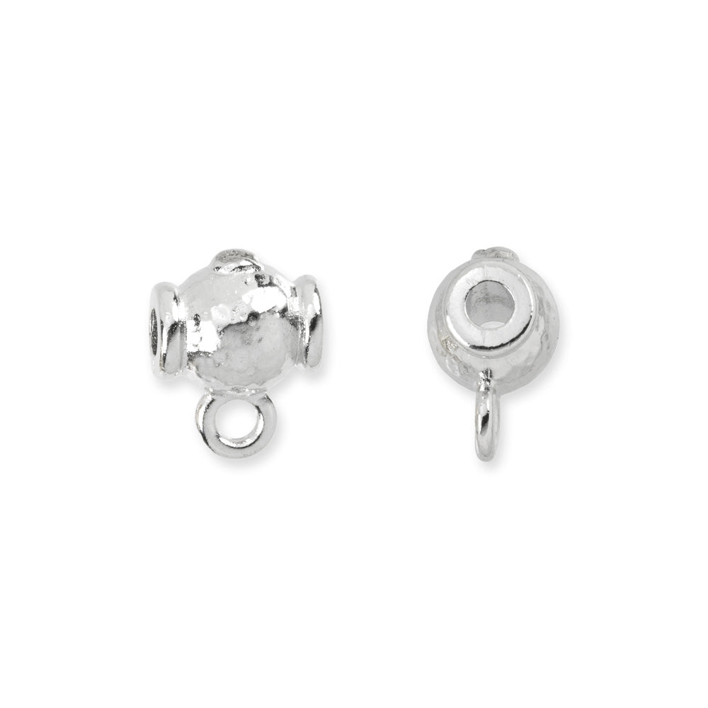 Metal Bead, Hammered Round 9.5x13mm, White Bronze Plated, by TierraCast (2 Pieces)