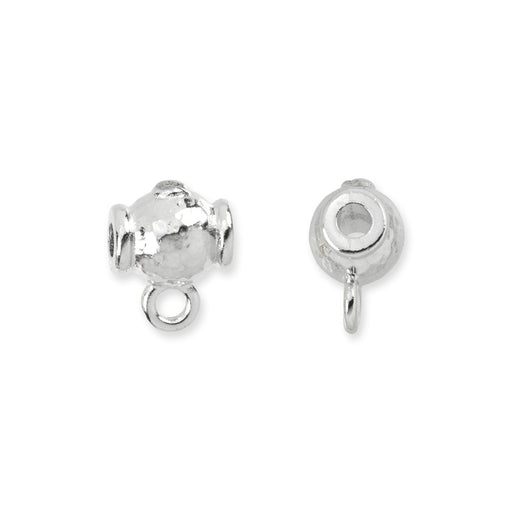 Metal Bead, Hammered Round 9.5x13mm, White Bronze Plated, by TierraCast (2 Pieces)