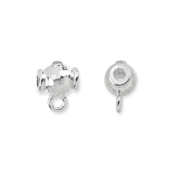 Metal Bead, Hammered Round 9.5x13mm, White Bronze Plated, by TierraCast (2 Pieces)