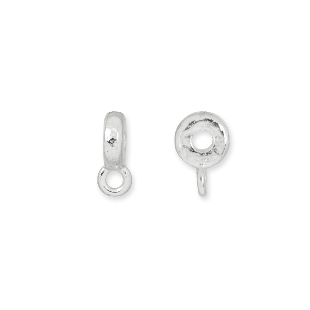 Metal Bead, Hammered Spacer Bail 3x12mm, White Bronze Plated, by TierraCast (2 Pieces)