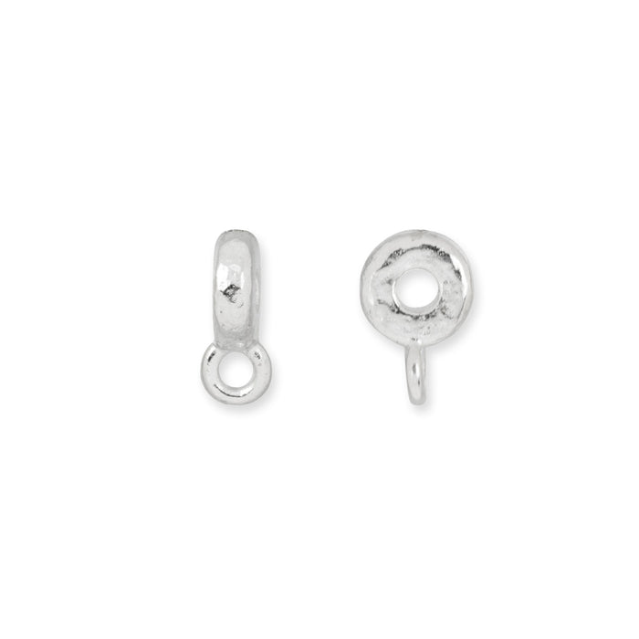 Metal Bead, Hammered Spacer Bail 3x12mm, White Bronze Plated, by TierraCast (2 Pieces)