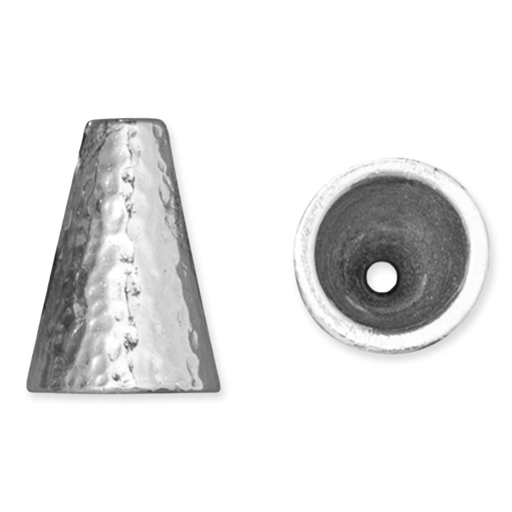 Metal Bead, Hammertone Cone 16mm, White Bronze Plated, by TierraCast (2 Pieces)