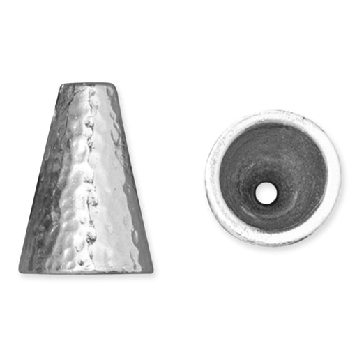 Metal Bead, Hammertone Cone 16mm, White Bronze Plated, by TierraCast (2 Pieces)