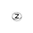 Metal Bead, Oval Alphabet "Letter Z" 6.5x6mm, Antiqued White Bronze Plated, by TierraCast (1 Piece)