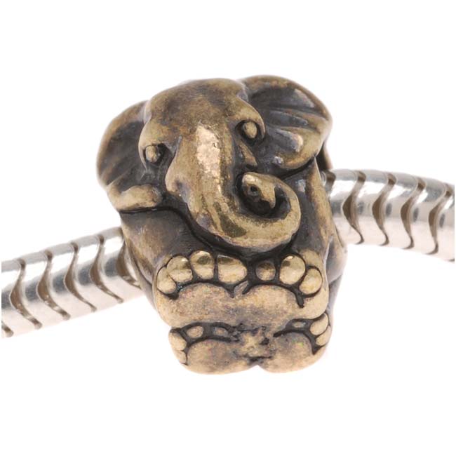 TierraCast Brass Oxide Finish Pewter European Style Large Hole Elephant Bead 11mm/ 1